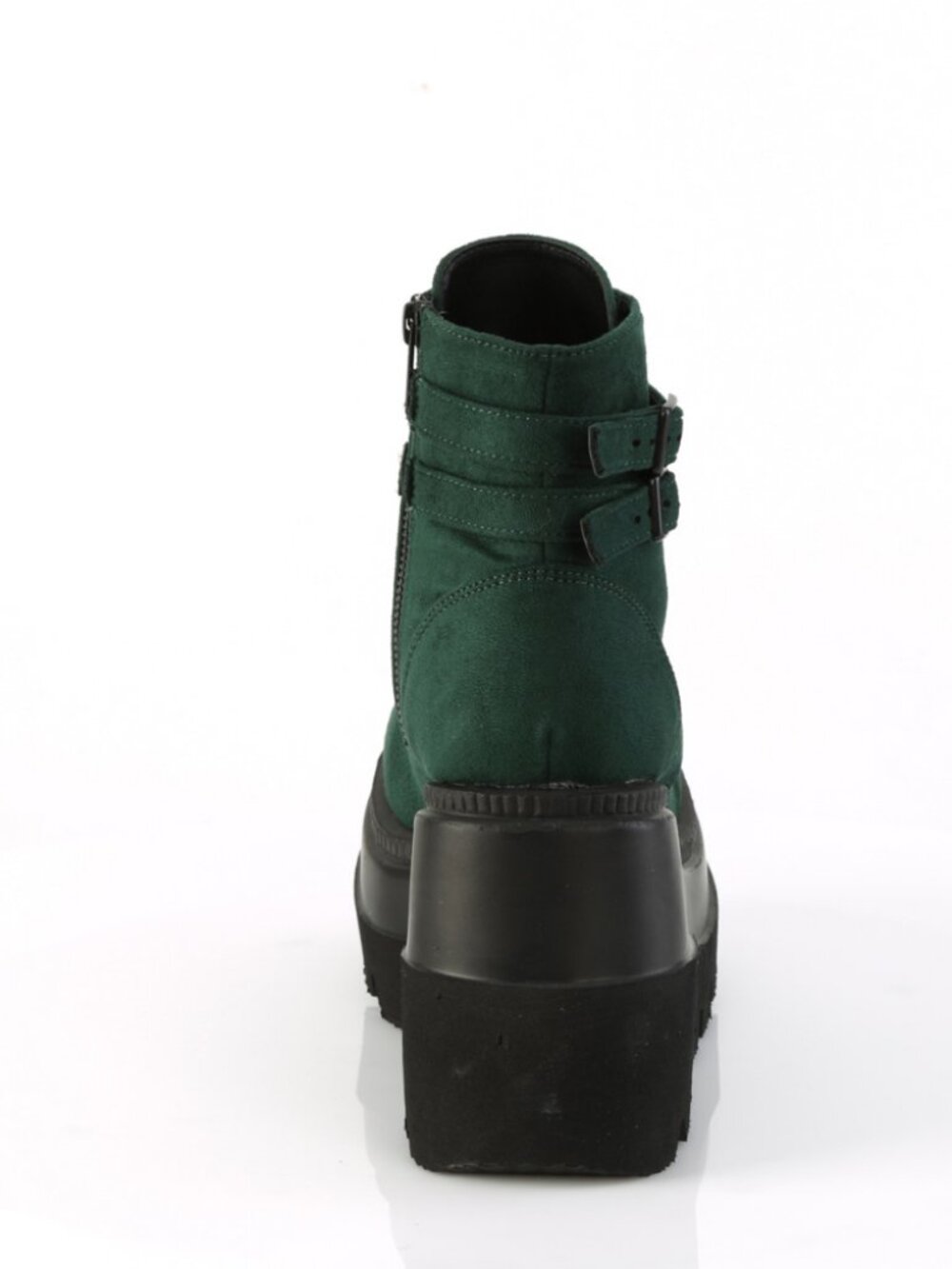 Emerald Vegan Suede Ankle Boots with Double Buckled Ankle Straps - Picture 2 of 4